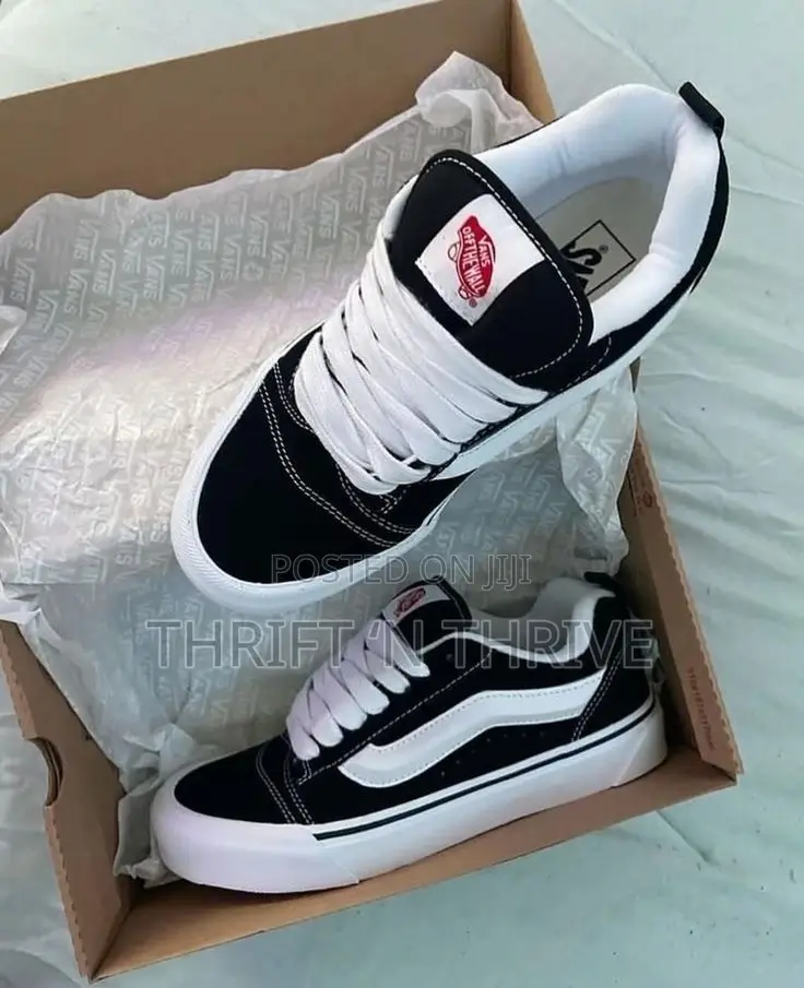 Black and White Vans Knu Skool Stack