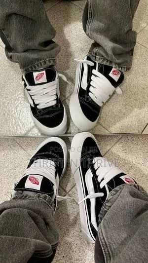 Black and White Vans Knu Skool Stack