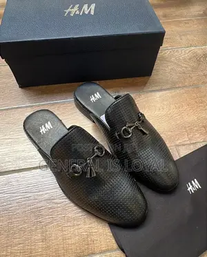 Black H&M Snaffle-Detail Mule Loafers With Gold-Tone Horsebit Accent,