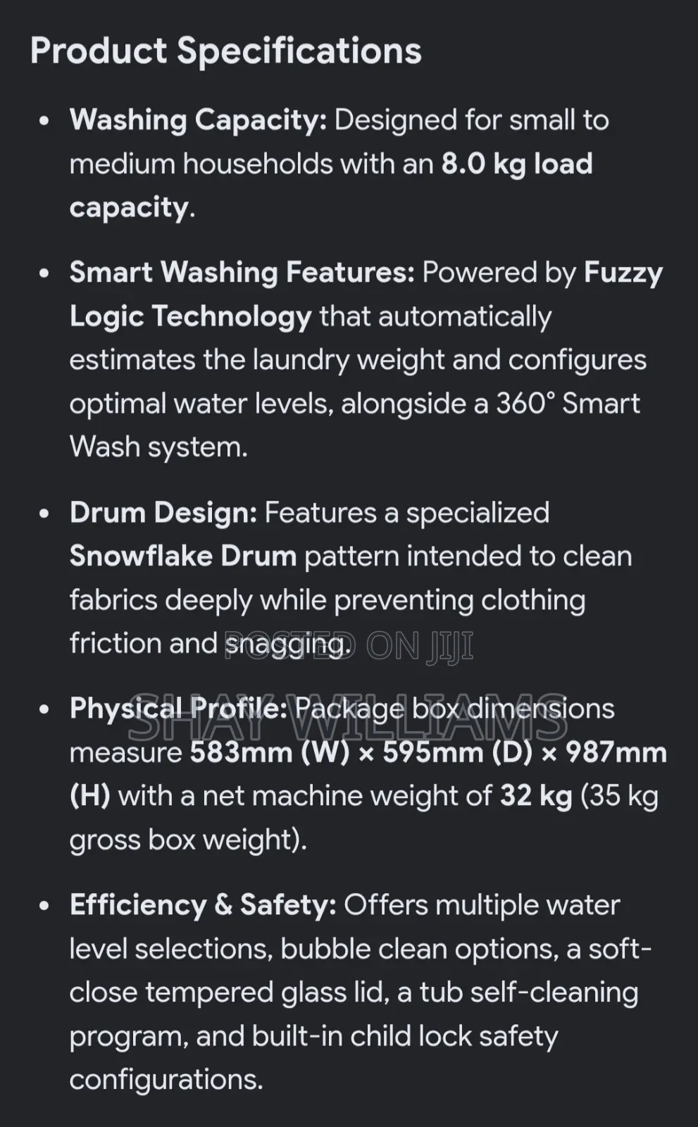 Hisense 8kg Top Loader Automatic Washing Machine (Model WTJA802T)