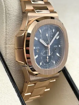 Patek Philippe Nautilus Travel Time Chronograph Rose Gold Blue Dial