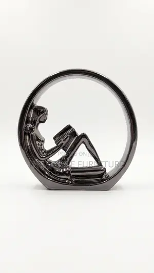 Modern Silver Reading Lady Sculpture