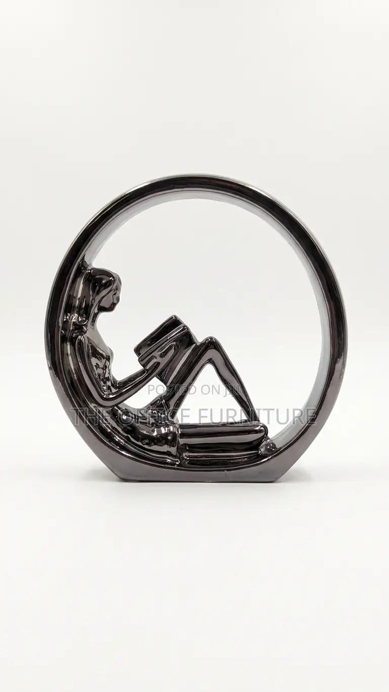 Modern Silver Reading Lady Sculpture