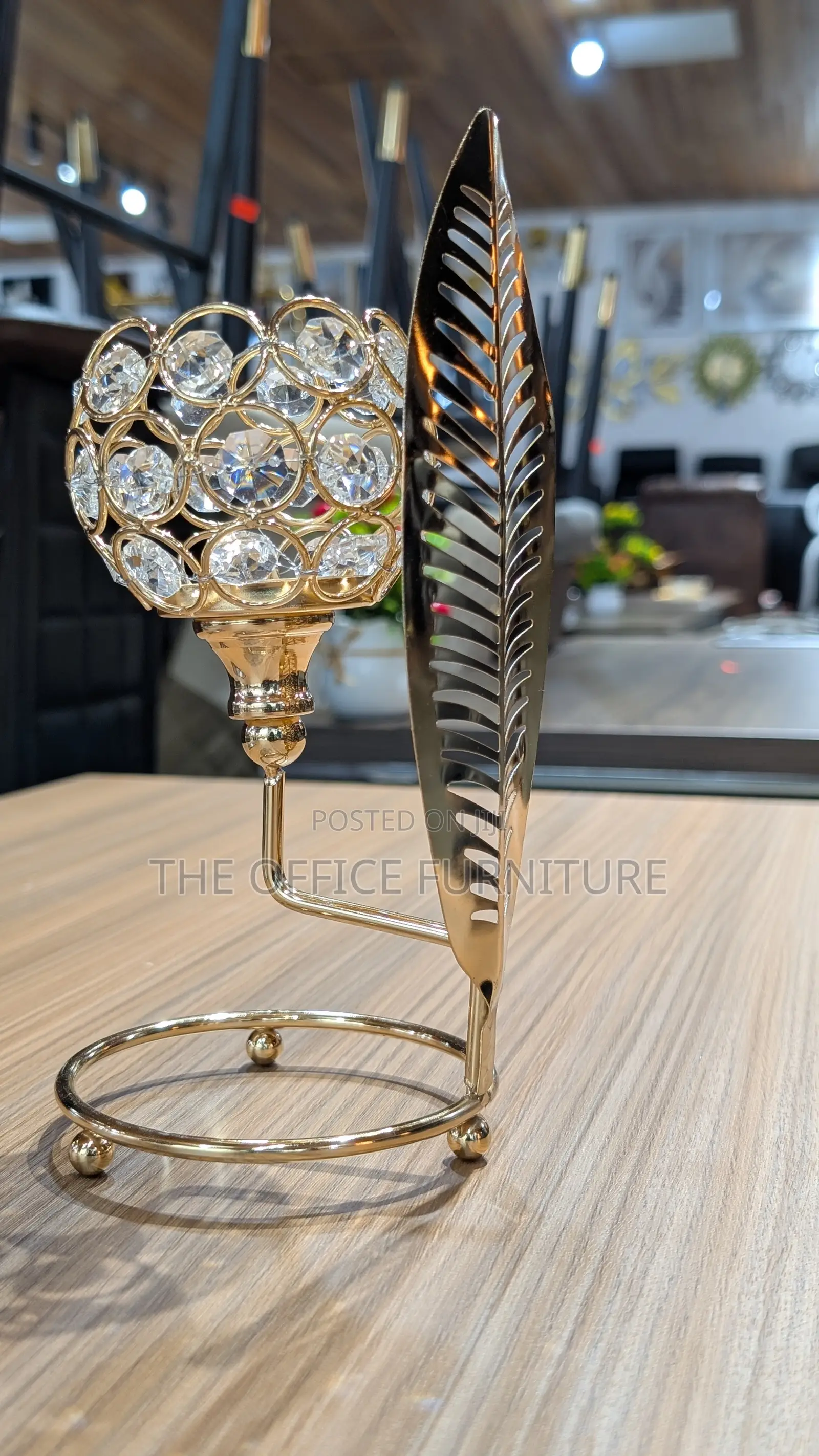 Gold Crystal Candle Holder