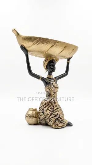 African Woman Figurine With Bowl