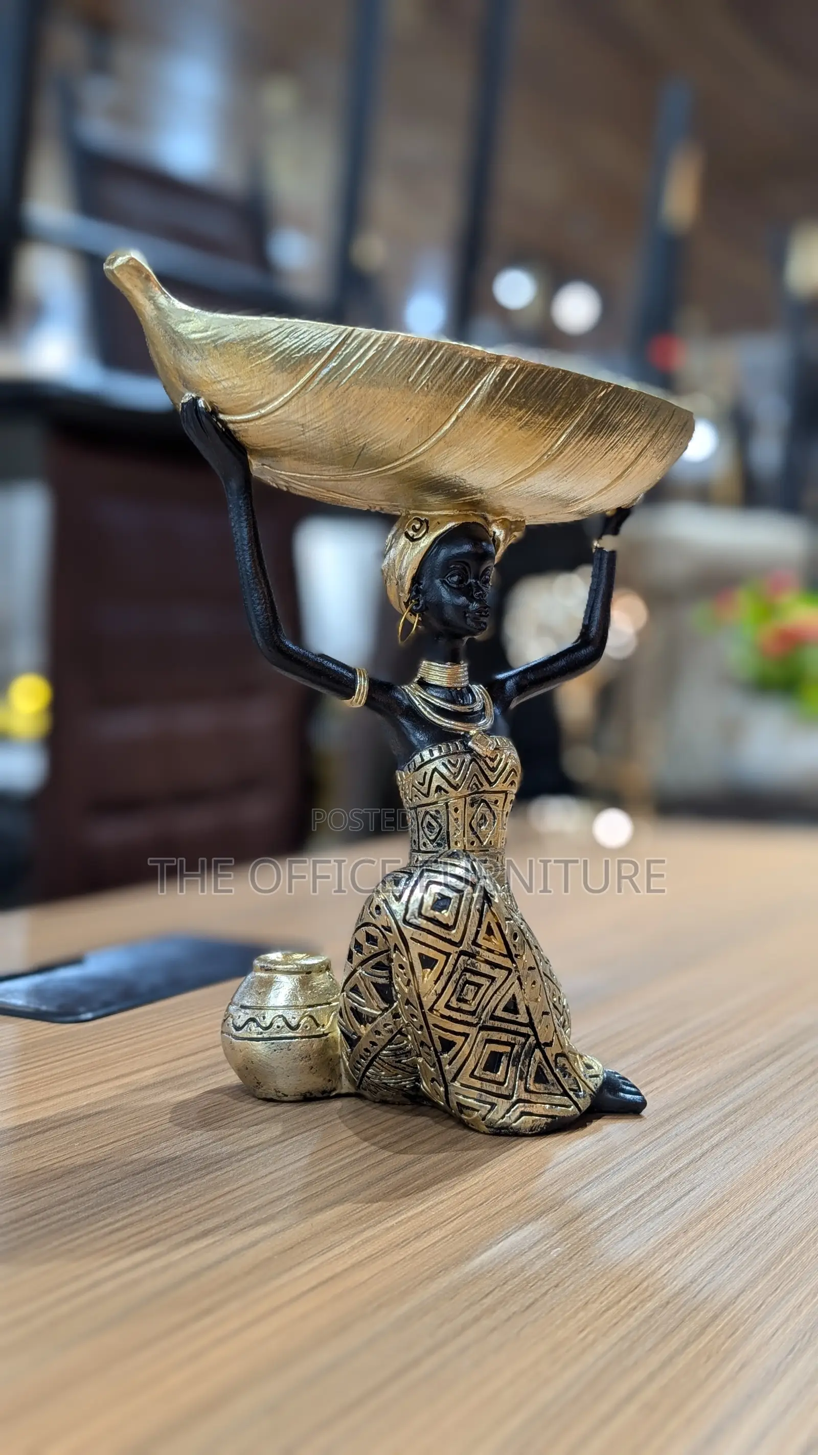 African Woman Figurine With Bowl