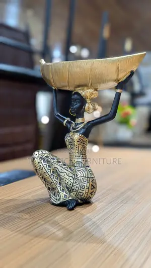 African Woman Figurine With Bowl