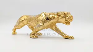 Luxurious Gold Prowling Panther Sculpture