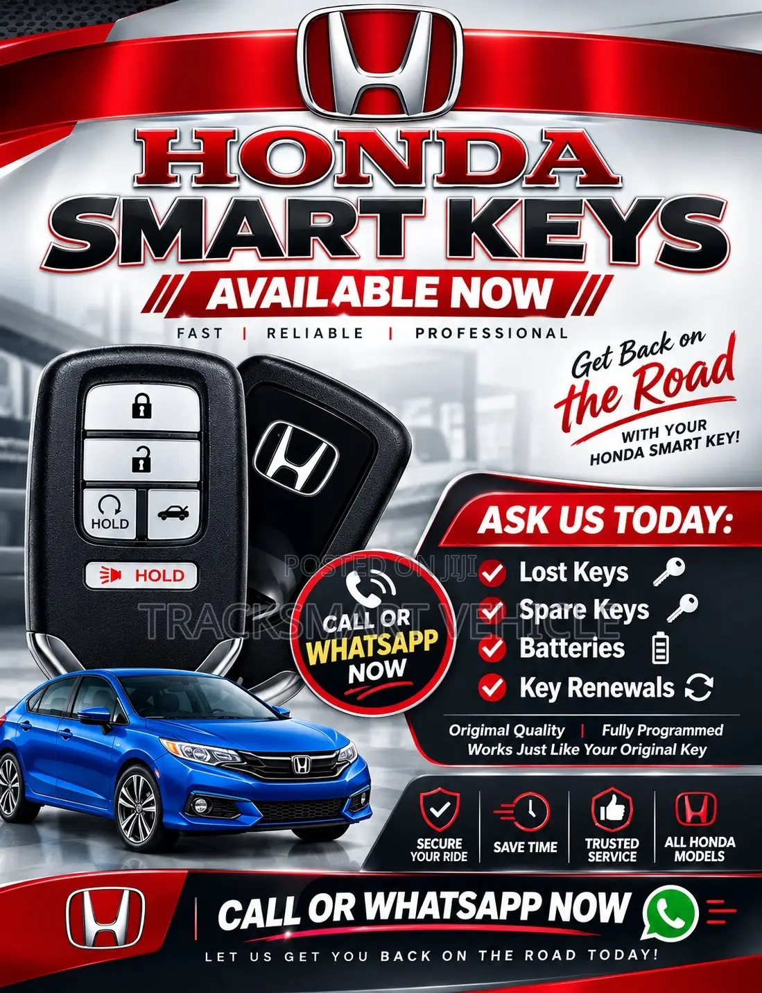 Honda CRV, Civic, Accord SMART KEYS