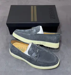 Black Suede Slip-on Shoes With Metallic Button