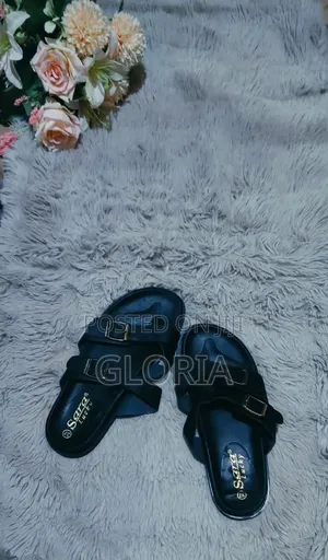 Ladies Double Buckle Flat Slippers