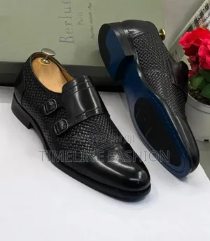 Berluti Executive Men's Black Leather Monk Strap Shoe