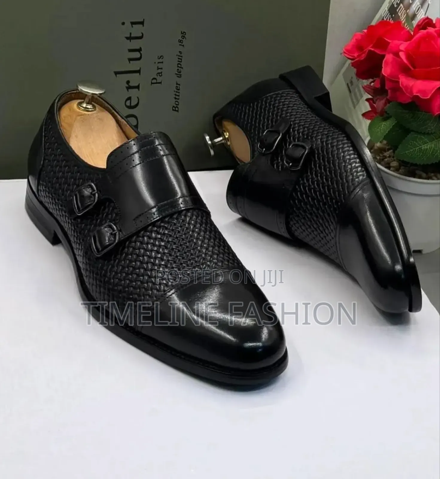 Berluti Executive Men's Black Leather Monk Strap Shoe