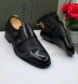 Berluti Executive Men's Black Leather Monk Strap Shoe