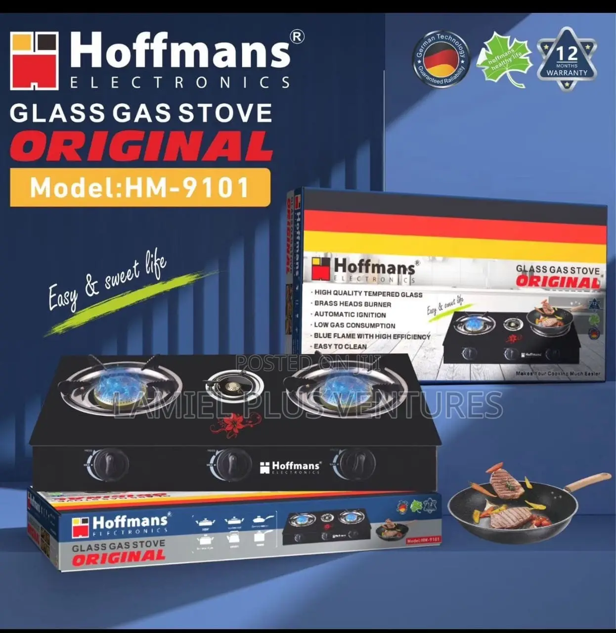 3 in 1 Hoffmans Gas Glass Stove