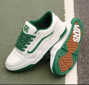 New Skool Van White Leather With Green