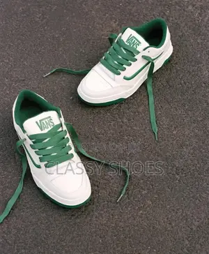New Skool Van White Leather With Green