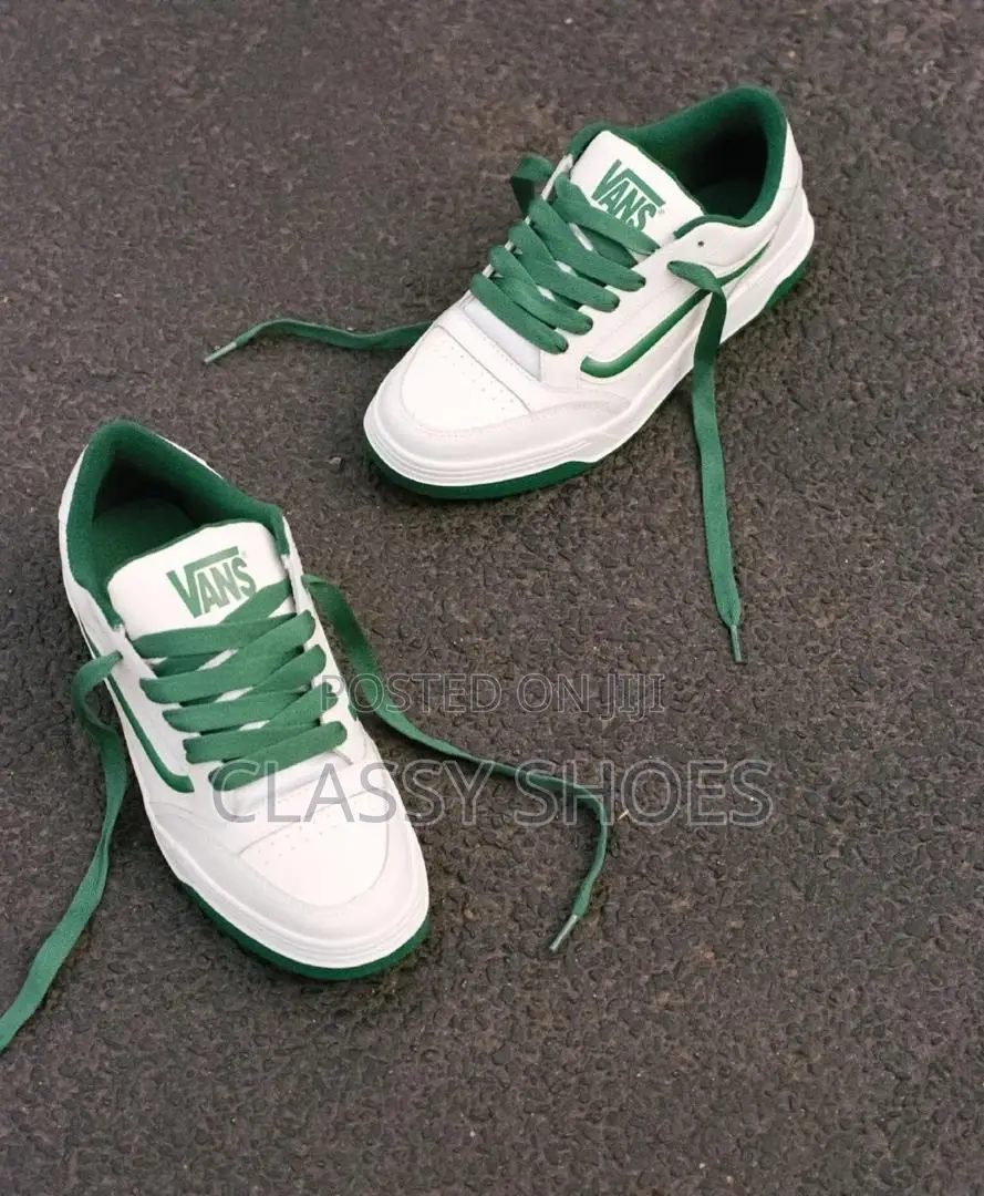 New Skool Van White Leather With Green