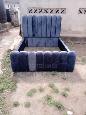 Well Arranged Fabric Gray Double Bed Frame
