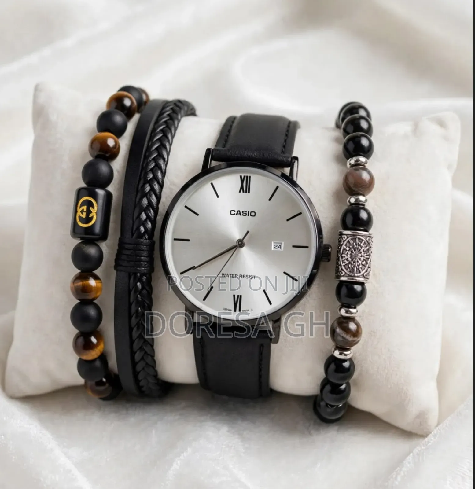 Men’s Leather Watch and Bracelet Set | Stylish Watch Gift Set for Men