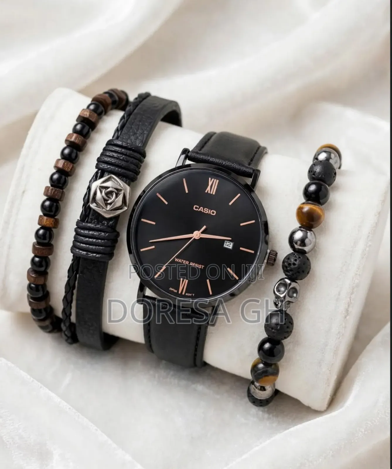 Men’s Leather Watch and Bracelet Set | Stylish Watch Gift Set for Men
