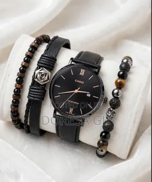 Men’s Leather Watch and Bracelet Set | Stylish Watch Gift Set for Men