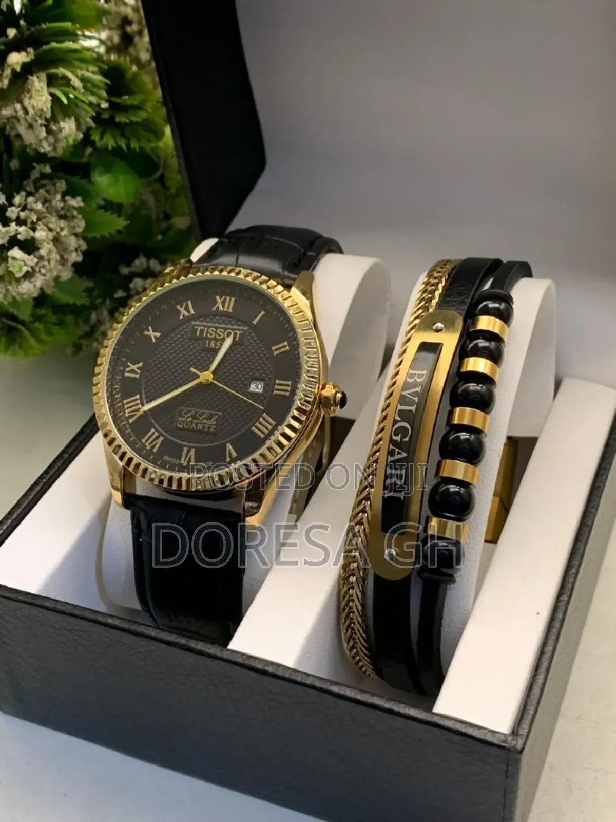 Men’s Leather Tissot Watch and Bracelet Set | Stylish Gift Set