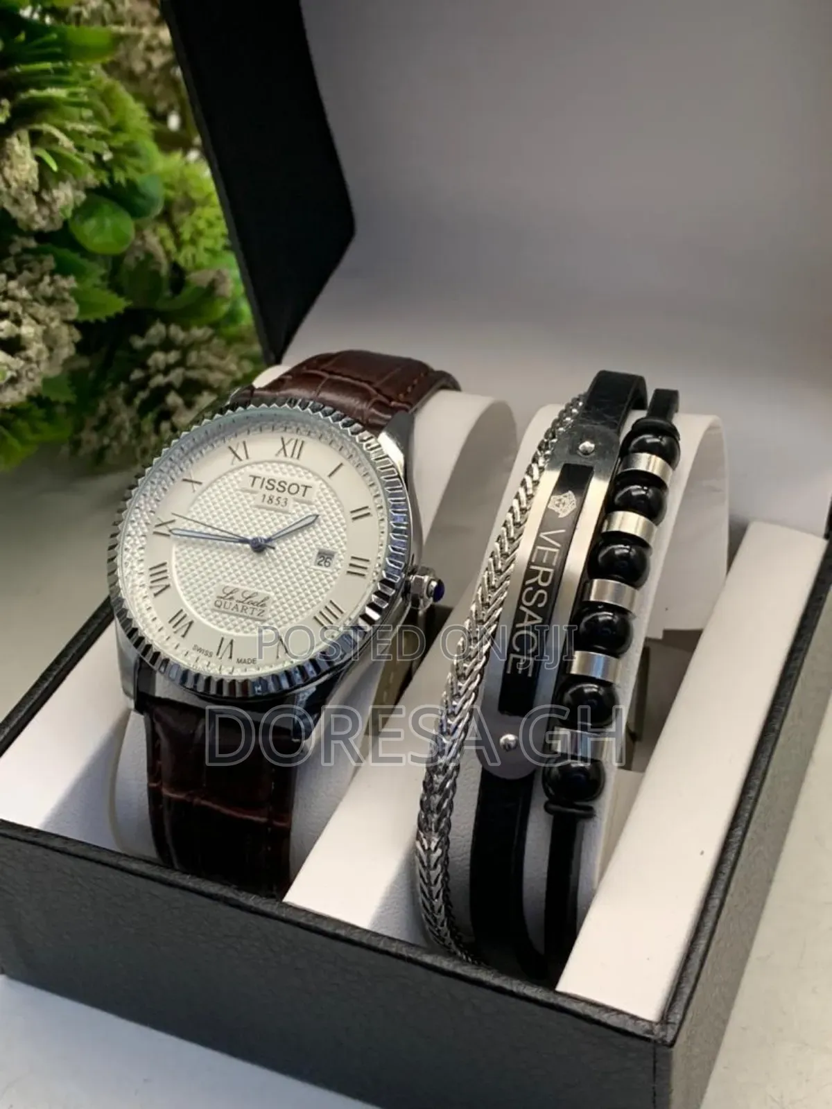 Men’s Leather Tissot Watch and Bracelet Set | Stylish Gift Set