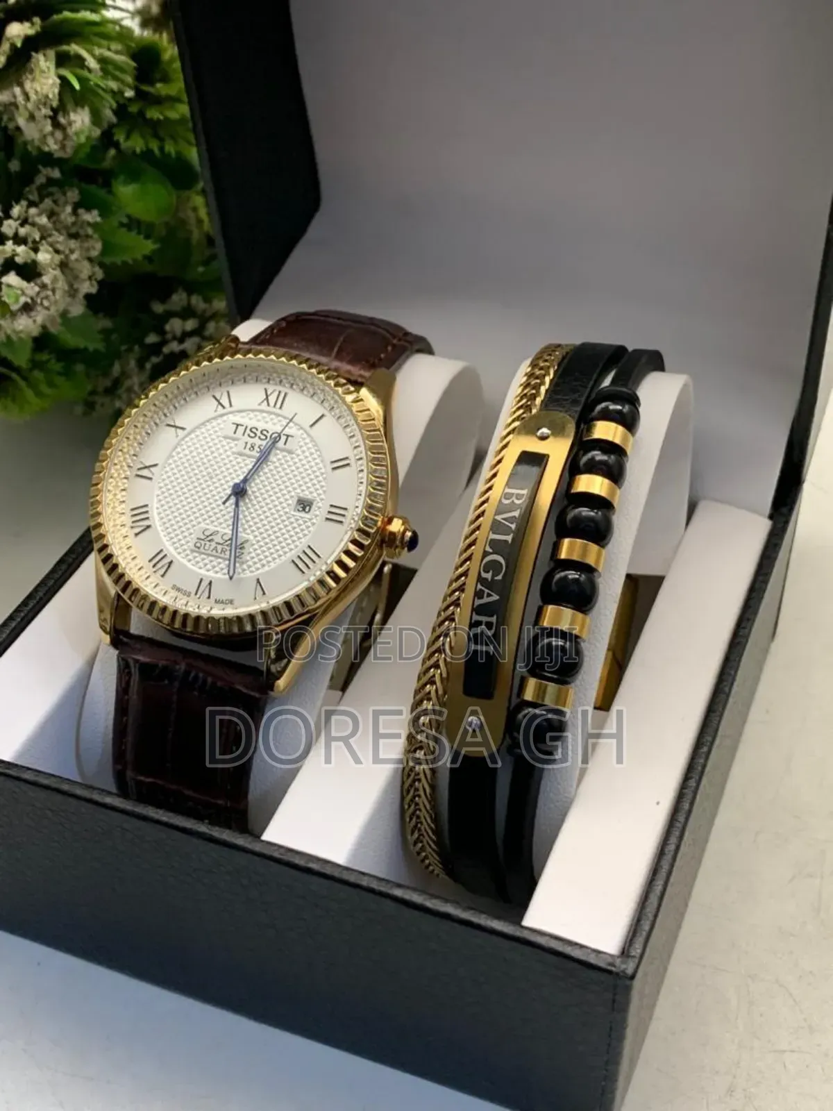 Men’s Leather Tissot Watch and Bracelet Set | Stylish Gift Set
