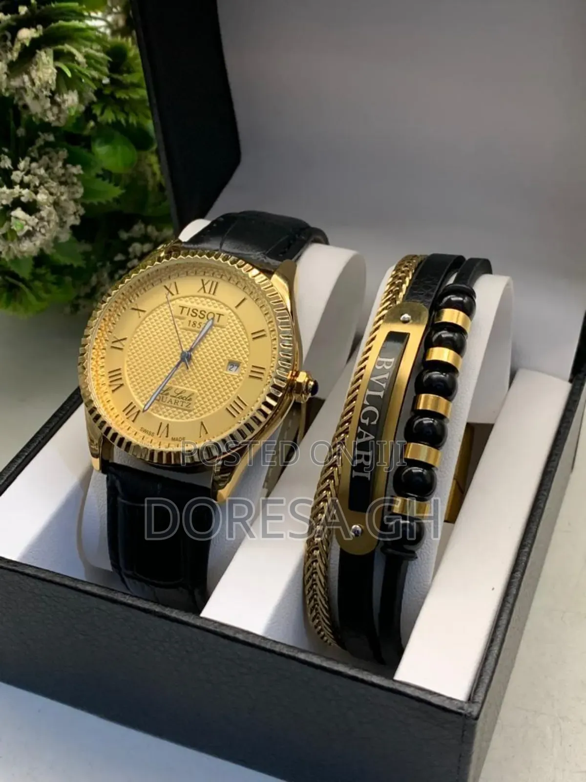 Men’s Leather Tissot Watch and Bracelet Set | Stylish Gift Set