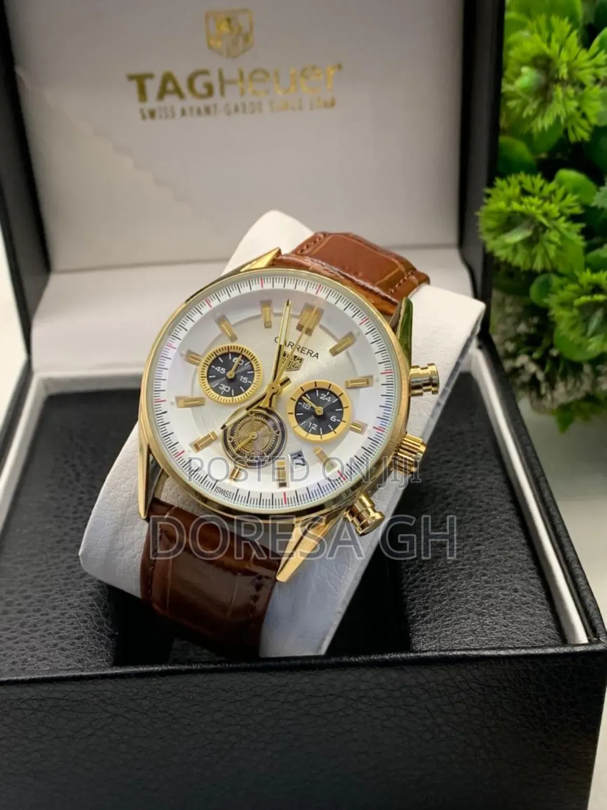 TAG Heuer Carrera Chronograph Leather Watch for Men