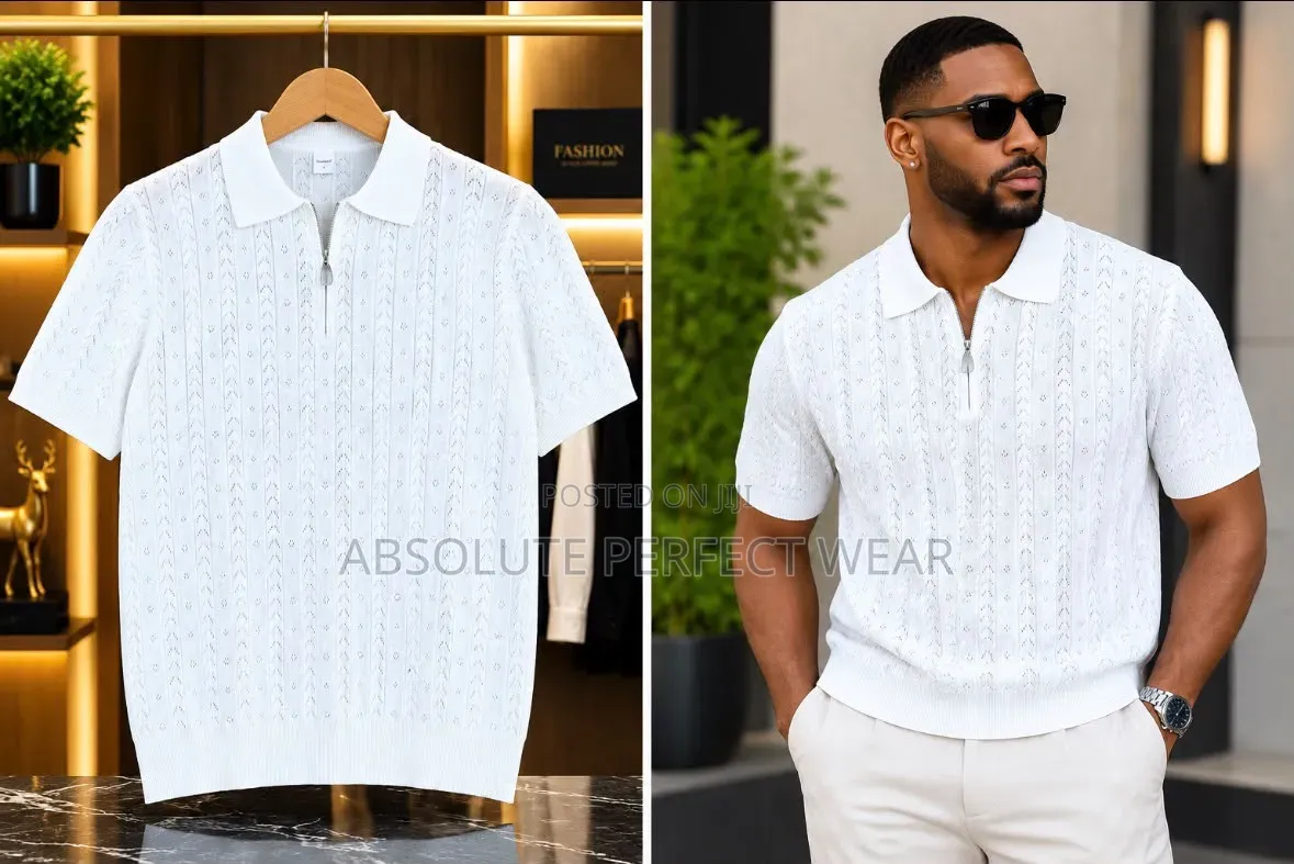 White Neatly Zip Shirt for Men