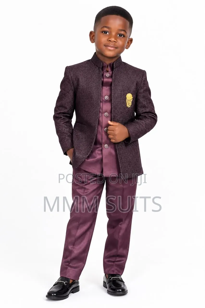 Quality 2-Piece Political Boys Children Suit Available in Burgundy