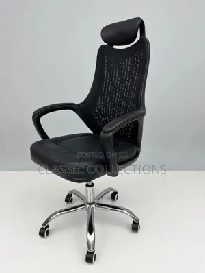 Executive Office Chair-High Back Mesh With Headrest-Leather Seat