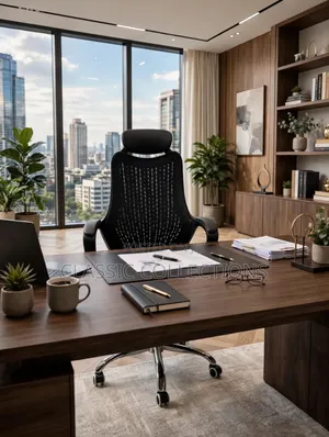 Executive Office Chair-High Back Mesh With Headrest-Leather Seat