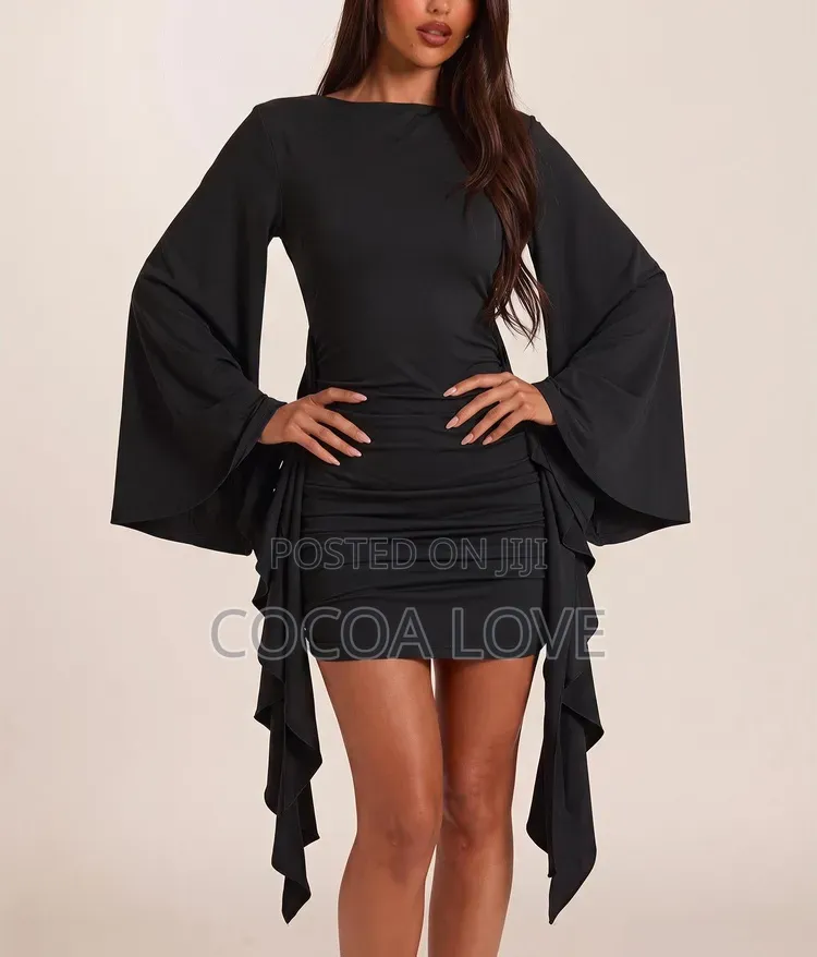 Black Long-Sleeve Mini Dress