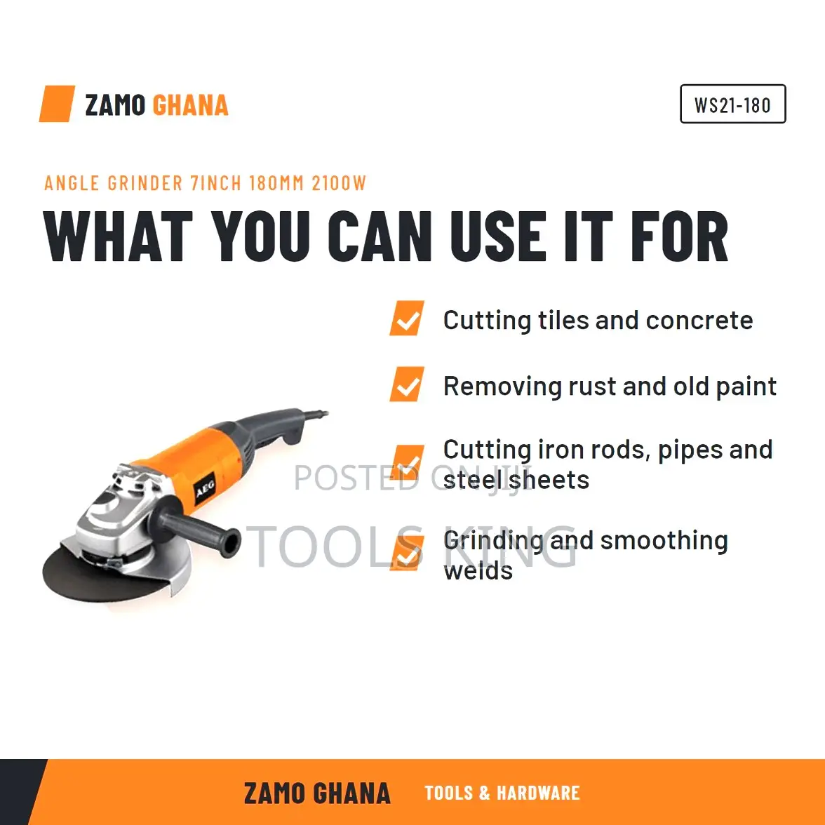 Angle Grinder 7Inch 180Mm 2100W - WS21-180