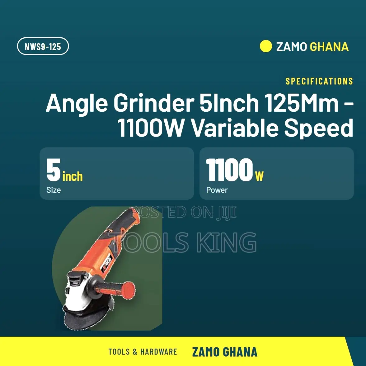 Angle Grinder 5Inch 125Mm - 1100W Variable Speed - NWS9-125