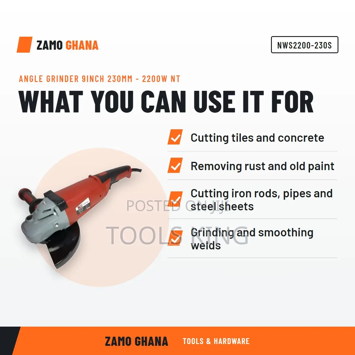 Angle Grinder 9Inch 230Mm - 2200W Nt - NWS2200-230S