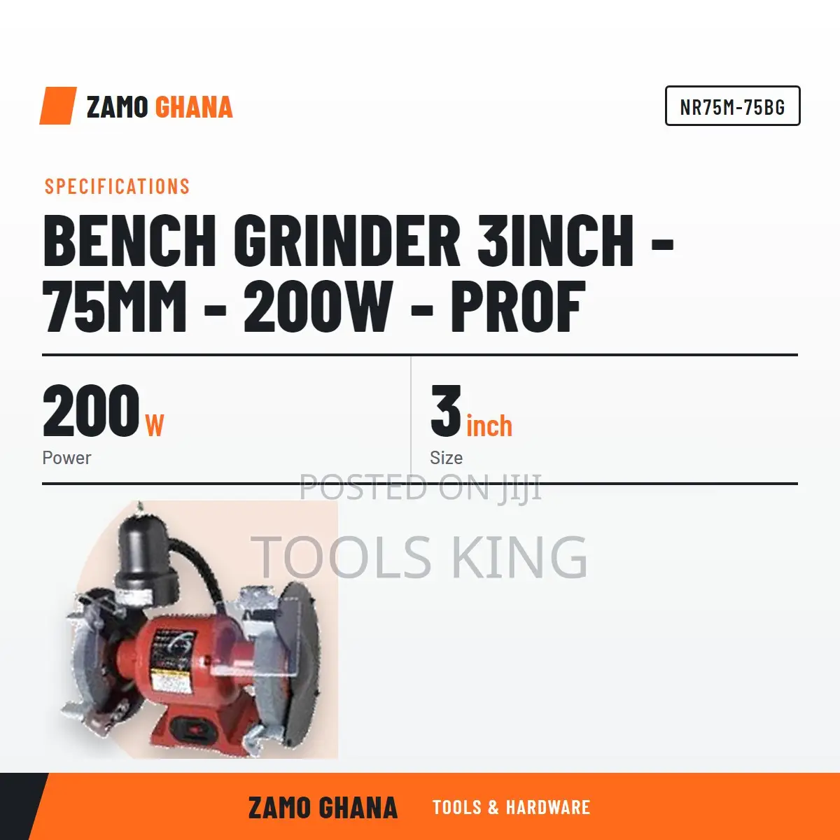 Bench Grinder 3Inch - 75Mm - 200W - Prof - NR75M-75BG