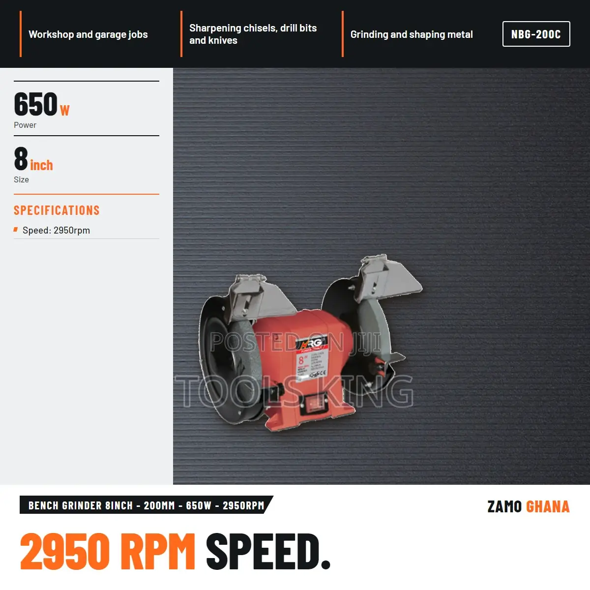 Bench Grinder 8Inch - 200Mm - 650W - 2950Rpm - NBG-200C