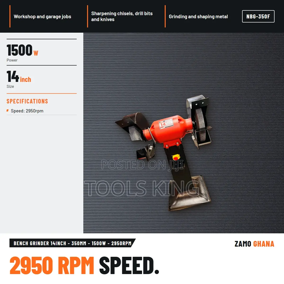 Bench Grinder 14Inch - 350Mm - 1500W - 2950Rpm - NBG-350F