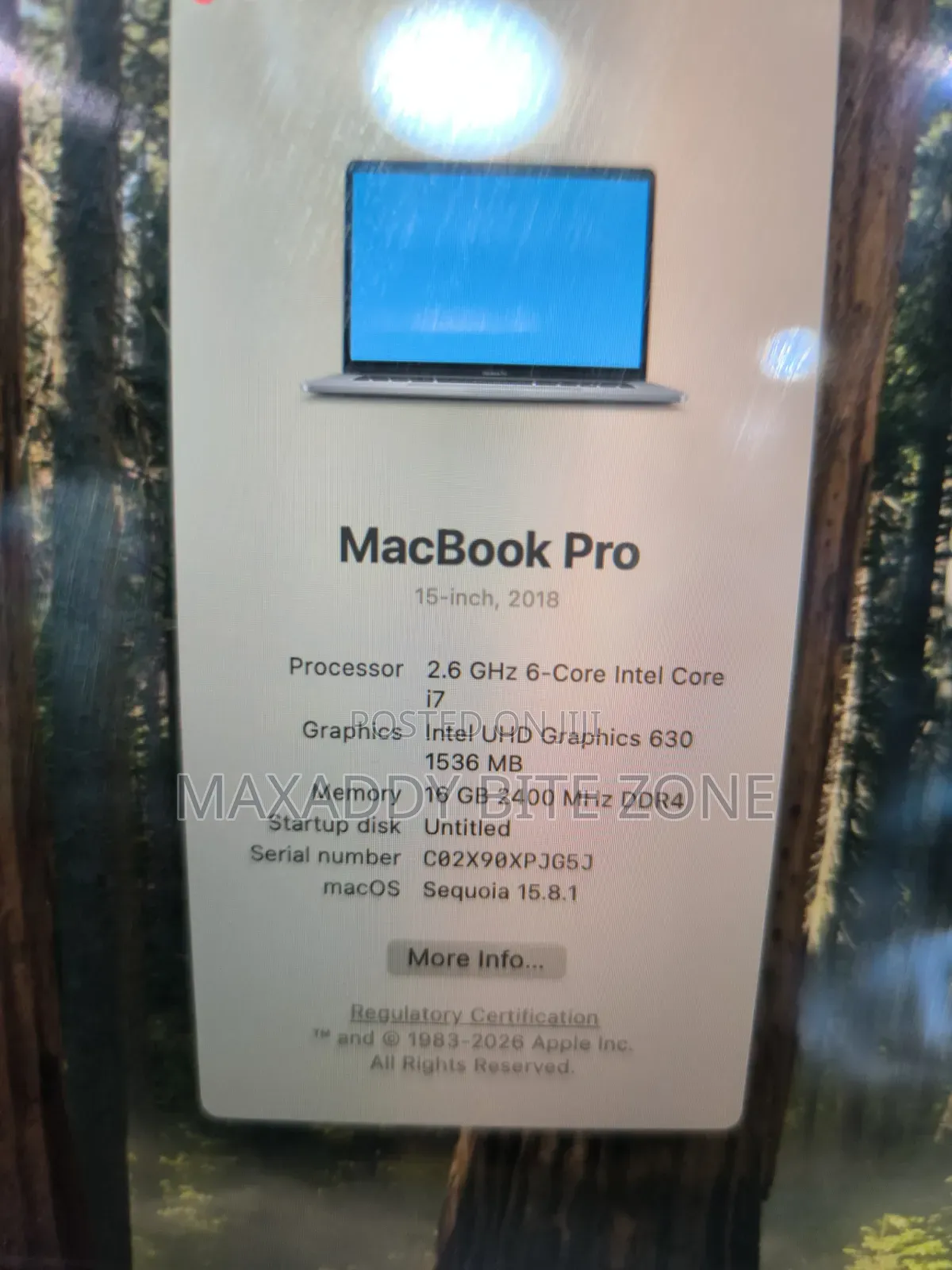 Laptop Apple MacBook Pro 2018 16GB Intel Core i7 SSD 512GB