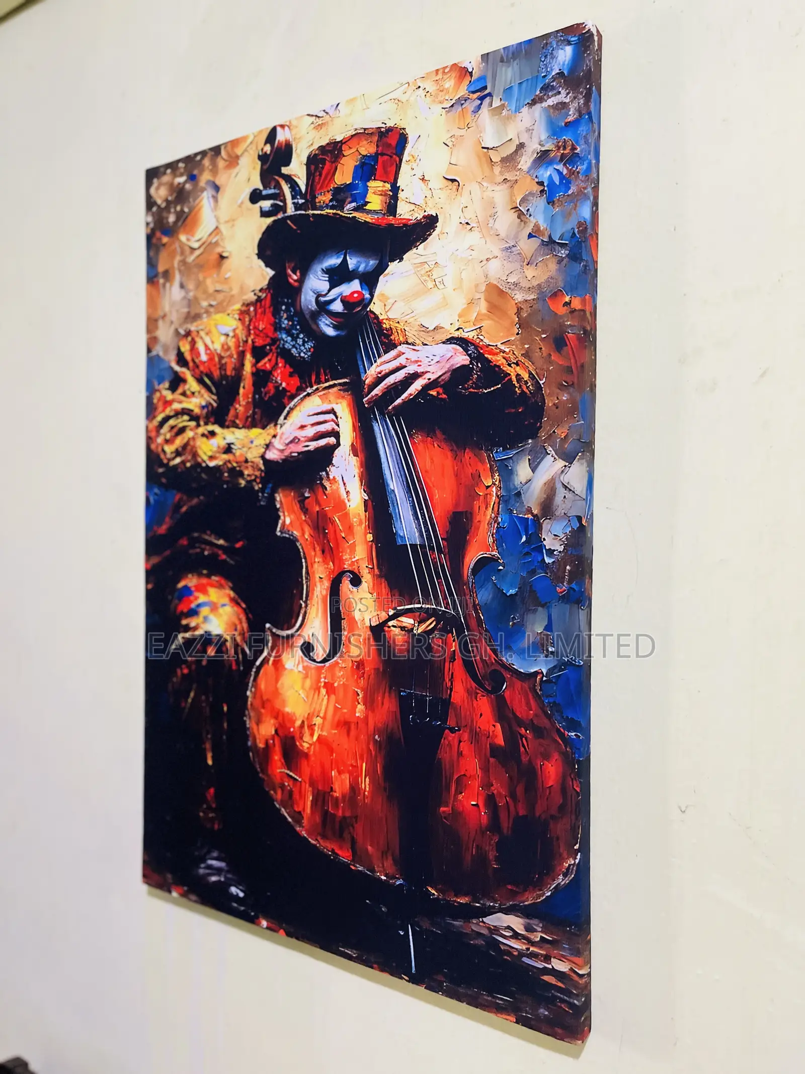REAL CLOTH Canvas Wall Art, Vintage Cello Player Decor, Unique Circus
