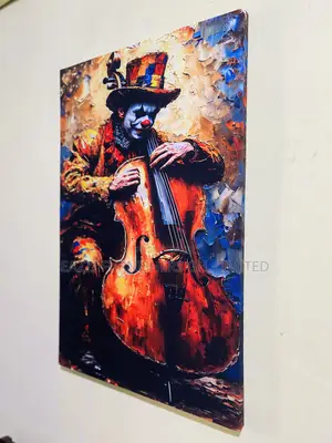 REAL CLOTH Canvas Wall Art, Vintage Cello Player Decor, Unique Circus