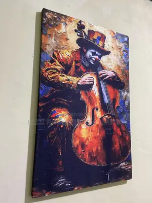 REAL CLOTH Canvas Wall Art, Vintage Cello Player Decor, Unique Circus