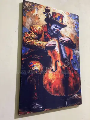 REAL CLOTH Canvas Wall Art, Vintage Cello Player Decor, Unique Circus