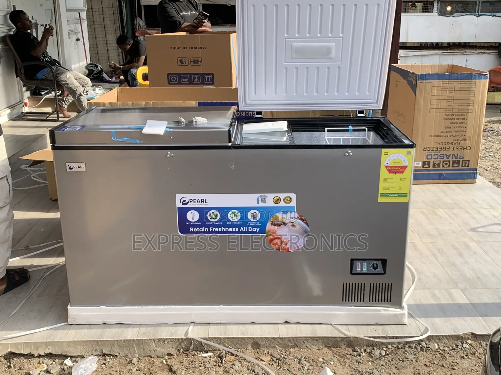 Text 10GiG for Pearl PCF-6040-1A Double-Door Chest Freezer 508L