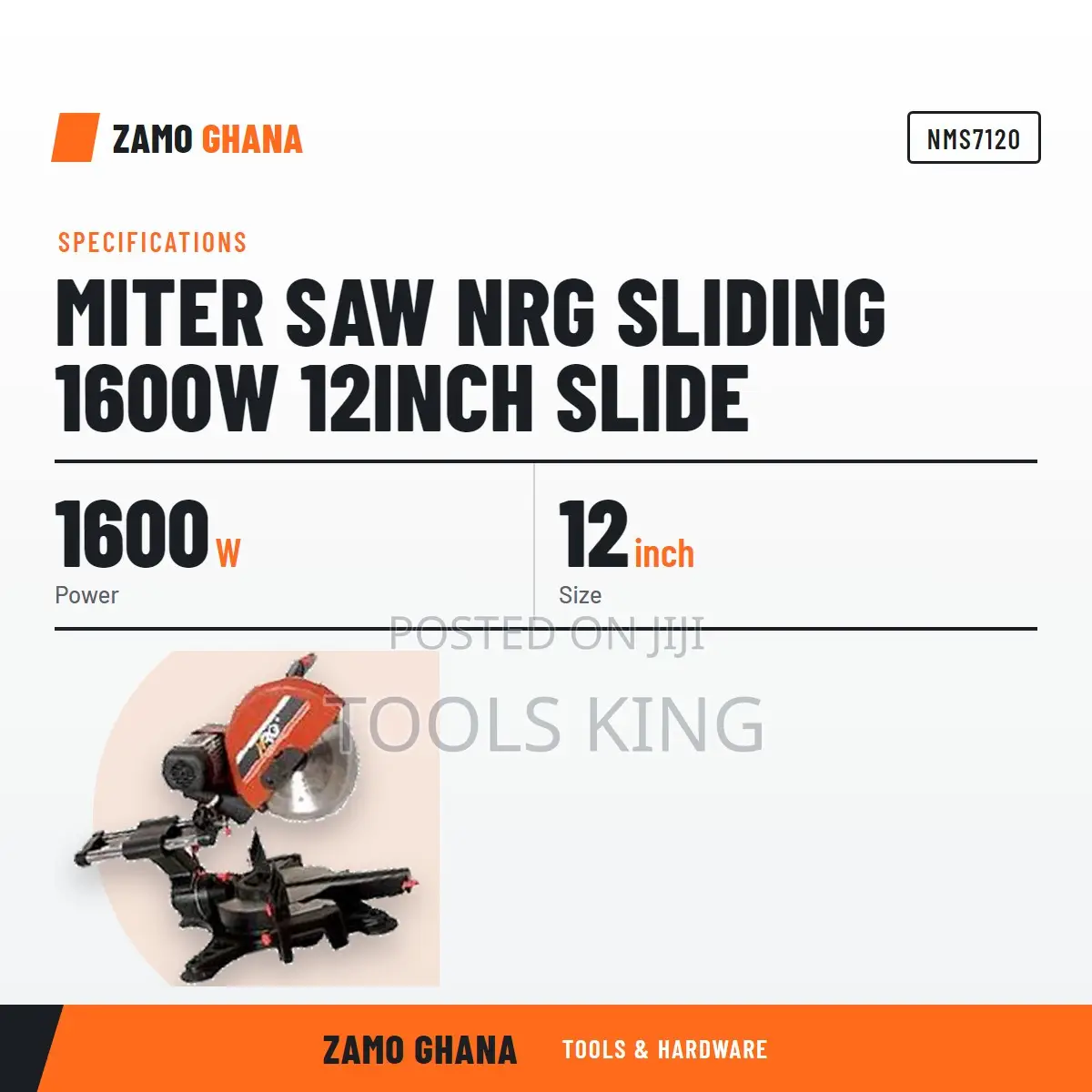 Miter Saw NRG Sliding 1600W 12Inch Slide - NMS7120