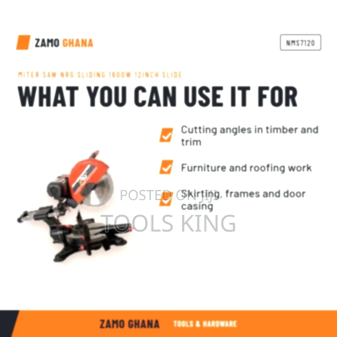 Miter Saw NRG Sliding 1600W 12Inch Slide - NMS7120